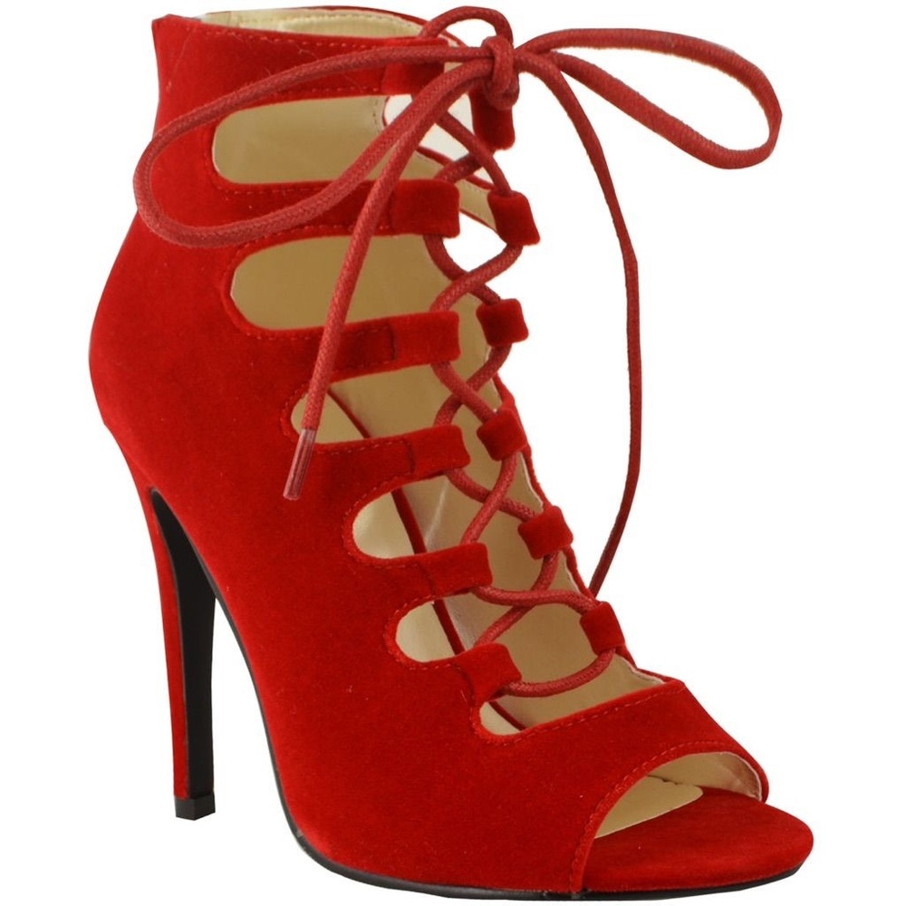 Anne Michelle red suede heels
